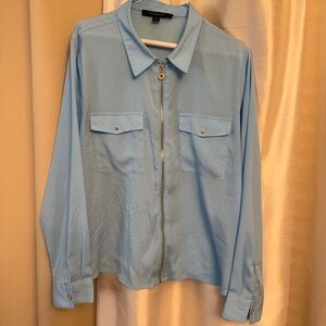Light Blue Zip-Front Women’s Shirt
